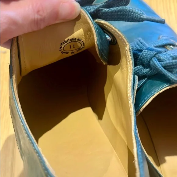 John Fluevog BIBLIO FLORENCE RIBBON LACE-UP SHOES Blue/Green size 11 - Picture 7 of 8